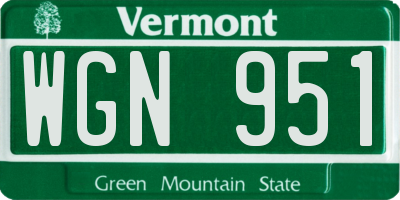 VT license plate WGN951