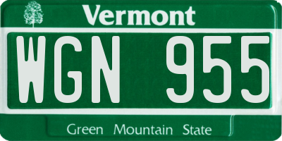 VT license plate WGN955