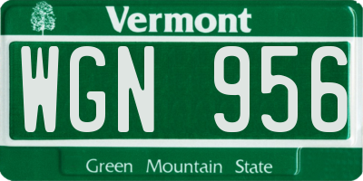 VT license plate WGN956