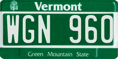 VT license plate WGN960