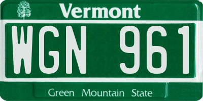 VT license plate WGN961