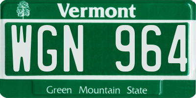 VT license plate WGN964