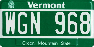 VT license plate WGN968