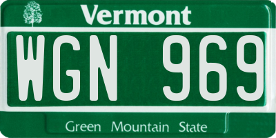VT license plate WGN969