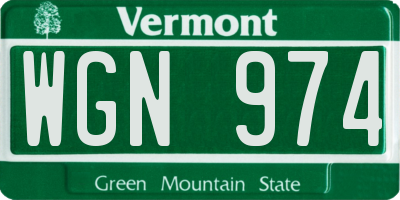 VT license plate WGN974
