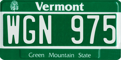 VT license plate WGN975