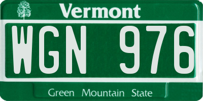 VT license plate WGN976