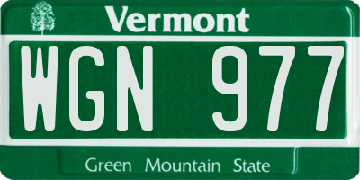 VT license plate WGN977
