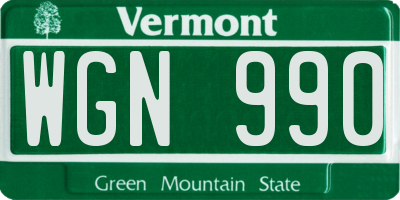 VT license plate WGN990