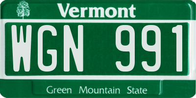 VT license plate WGN991