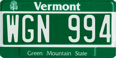 VT license plate WGN994
