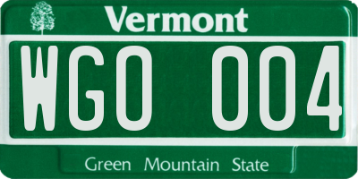 VT license plate WGO004