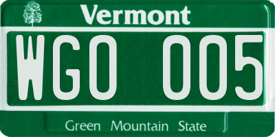 VT license plate WGO005