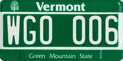 VT license plate WGO006