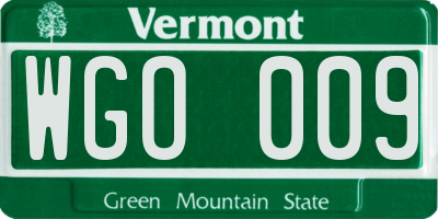 VT license plate WGO009