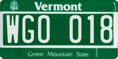 VT license plate WGO018