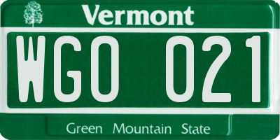 VT license plate WGO021