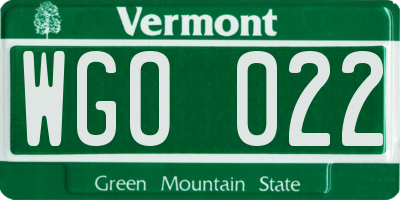VT license plate WGO022