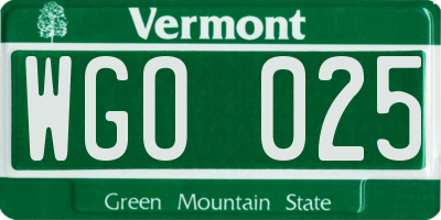 VT license plate WGO025