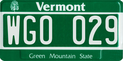 VT license plate WGO029