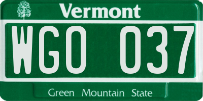 VT license plate WGO037
