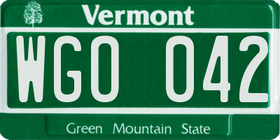 VT license plate WGO042