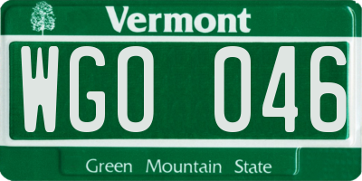 VT license plate WGO046