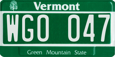 VT license plate WGO047