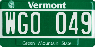 VT license plate WGO049