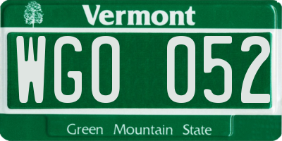 VT license plate WGO052
