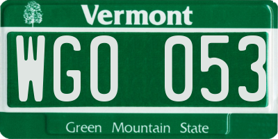 VT license plate WGO053