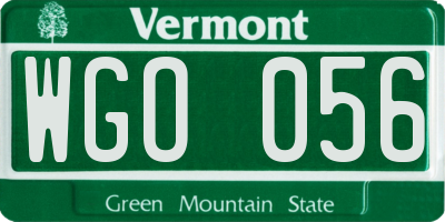 VT license plate WGO056