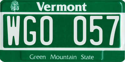 VT license plate WGO057