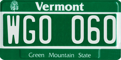 VT license plate WGO060