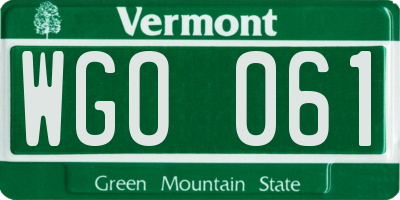 VT license plate WGO061