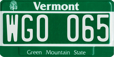 VT license plate WGO065