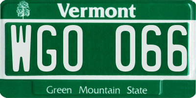 VT license plate WGO066