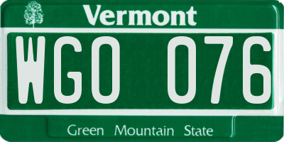 VT license plate WGO076