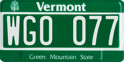 VT license plate WGO077