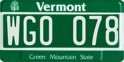 VT license plate WGO078