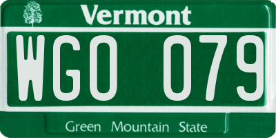 VT license plate WGO079