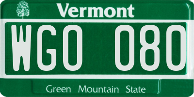 VT license plate WGO080