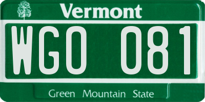 VT license plate WGO081