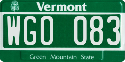 VT license plate WGO083