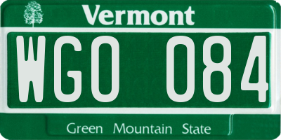 VT license plate WGO084