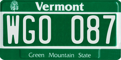 VT license plate WGO087