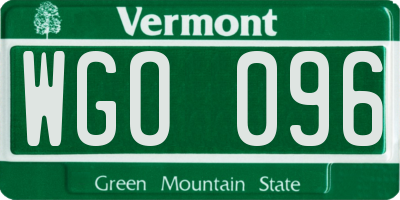 VT license plate WGO096