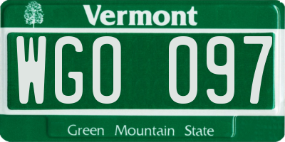 VT license plate WGO097