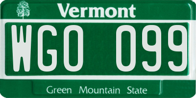 VT license plate WGO099