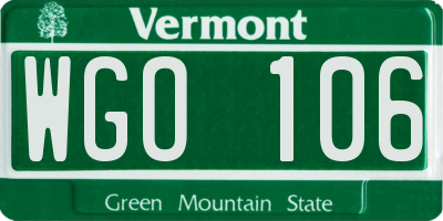 VT license plate WGO106